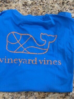 Vineyard Vines Royal Blue Tee with Orange Whale Graphic